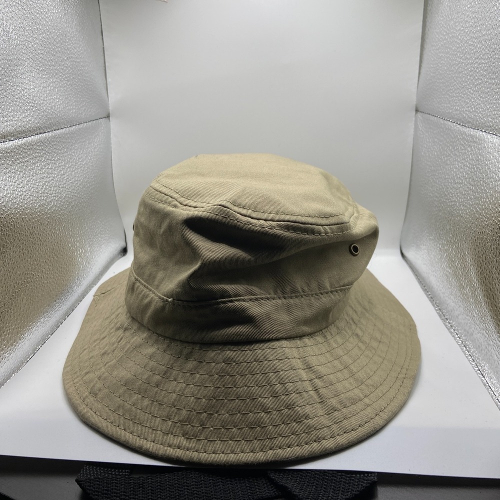 Corner Sun Cap Unisex Large Green Organic Cotton Eyelets Outdoor Bucket Hat